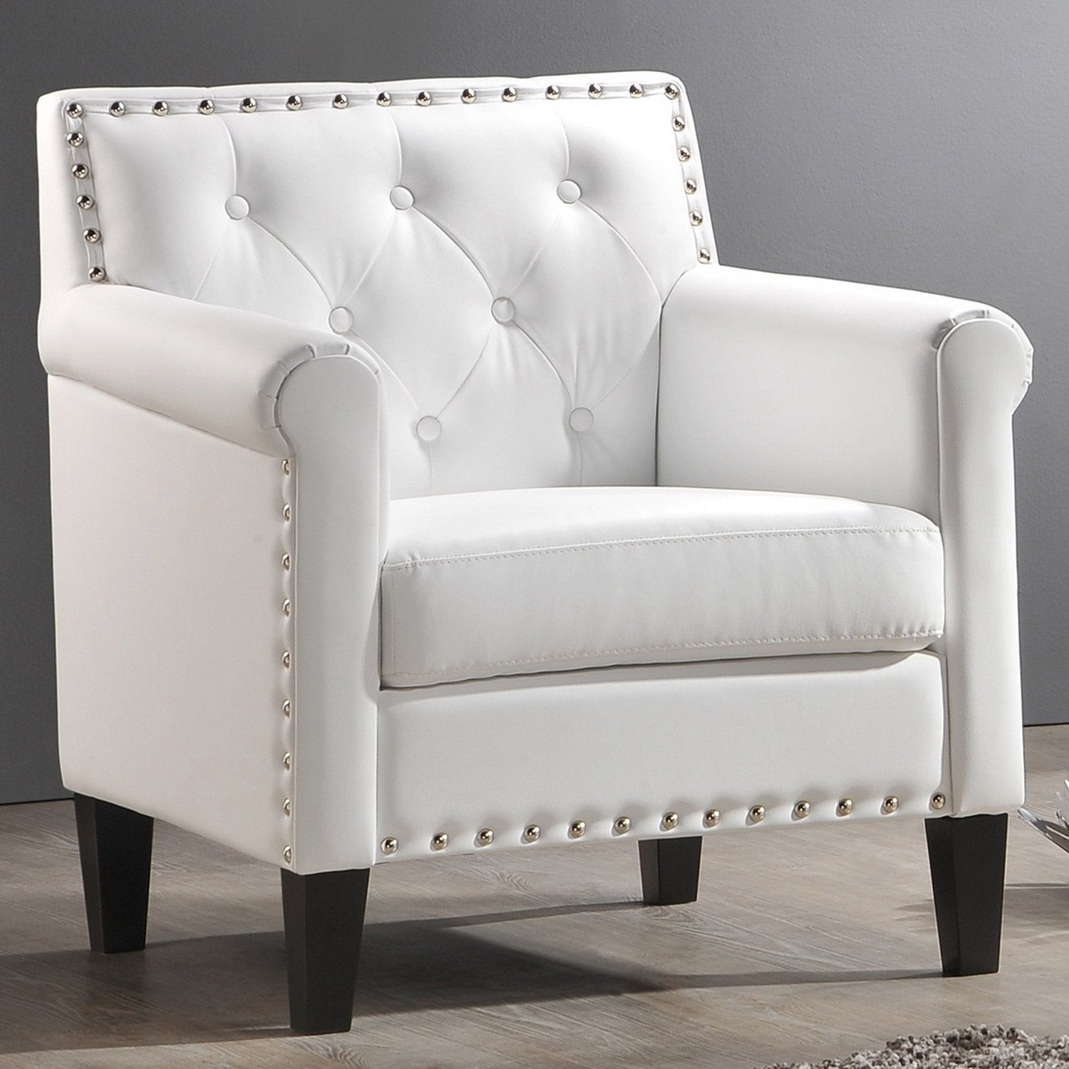 Baxton Studio FBA_BBT5114-White-CC Armchair, 29 x 29 x 32.25